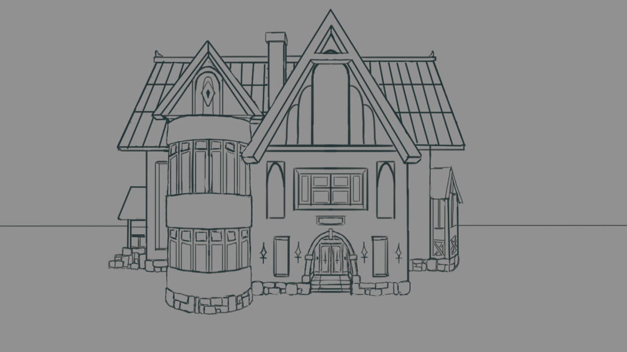 Lineart, 30's style house, eastern united states